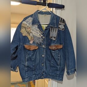 Denim Jacket with Native American Design